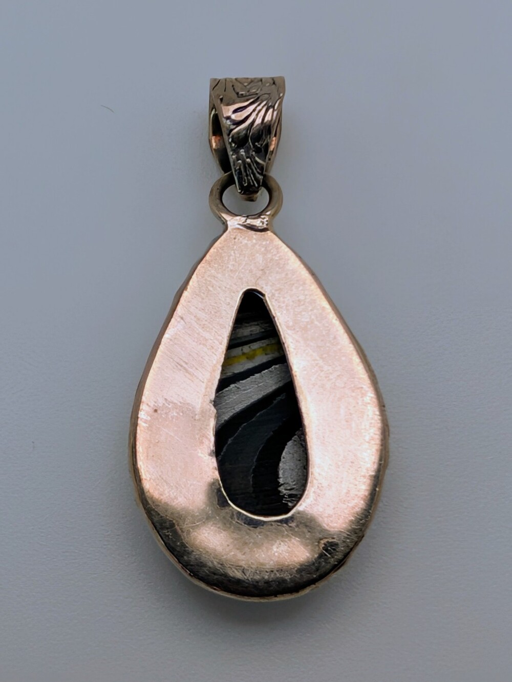 Fordite S925 Sterling Silver Pear Pendant - Picture 5 of 6